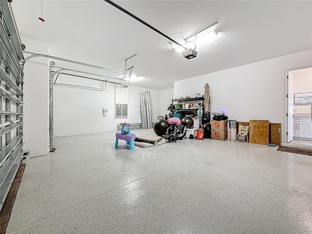 18203 Pine Hammock Blvd, Lutz, FL 33548 - garage featuring electric panel and a garage door opener