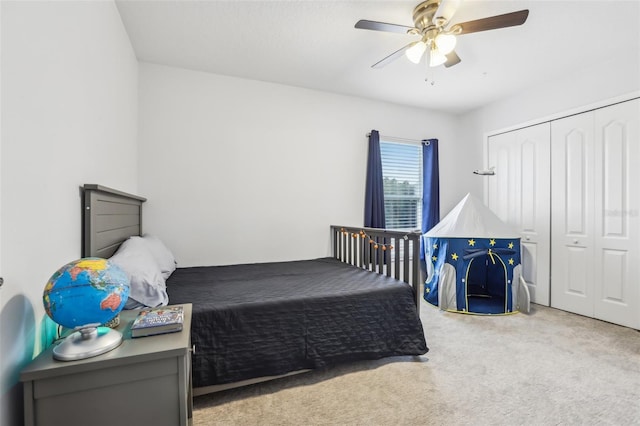 3046 Donington Castle Ln, Land O Lakes, FL 34638 - carpeted bedroom with a ceiling fan and a closet