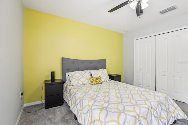 3046 Donington Castle Ln, Land O Lakes, FL 34638 - bedroom featuring carpet, a closet, baseboards, and a ceiling fan