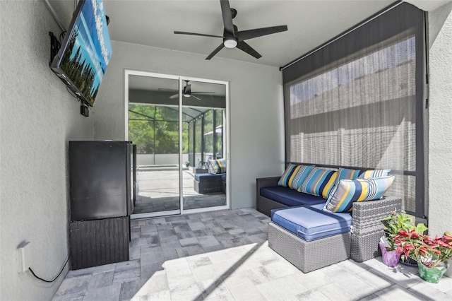 3046 Donington Castle Ln, Land O Lakes, FL 34638 - sunroom featuring ceiling fan