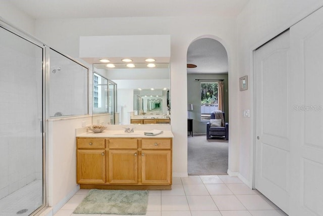 808 Hickory Glen Dr, Seffner, FL 33584 - full bath with vanity, a stall shower, and tile patterned flooring