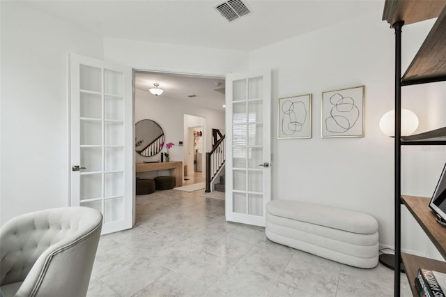 home office featuring french doors