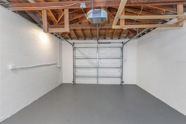 garage with a garage door opener