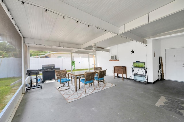 607 Carolyn Dr, Brandon, FL 33510 - view of patio / terrace featuring fence, a ceiling fan, outdoor dining area, and grilling area