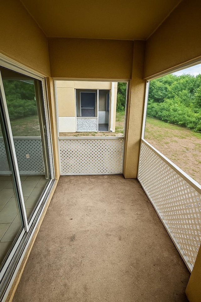 view of unfurnished sunroom