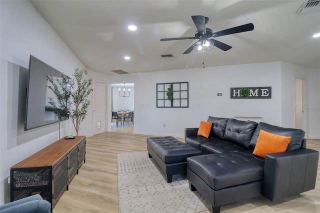 506 Summerwood Ct, Tarpon Springs, FL 34689 - living area with ceiling fan, light wood-type flooring, recessed lighting, and baseboards
