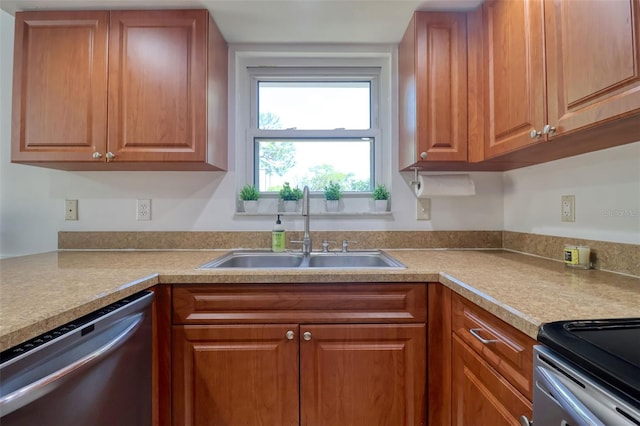 506 Summerwood Ct, Tarpon Springs, FL 34689 - kitchen featuring dishwasher, a sink, and brown cabinets