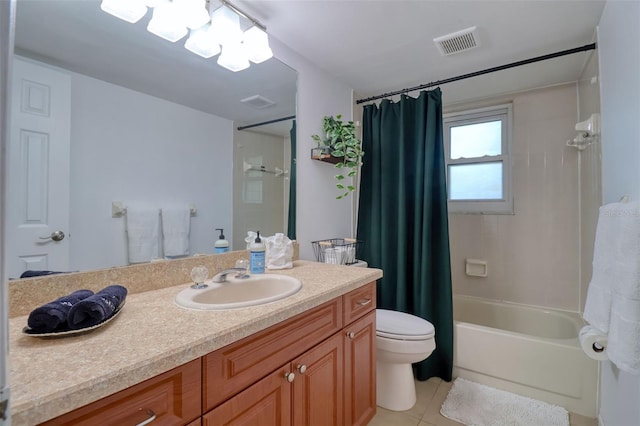 506 Summerwood Ct, Tarpon Springs, FL 34689 - full bathroom featuring vanity, tile patterned flooring, toilet, and shower / bath combination with curtain