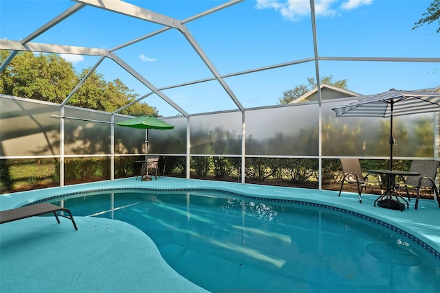 pool with a patio area and a lanai