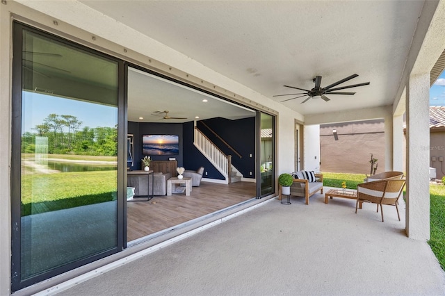 view of patio / terrace featuring a ceiling fan