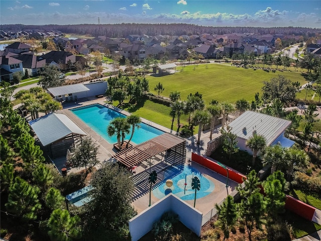 drone / aerial view with a residential view