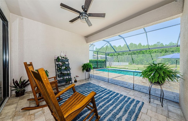2653 Longleaf Pine Pt, New Port Richey, FL 34655 - view of patio with ceiling fan and glass enclosure