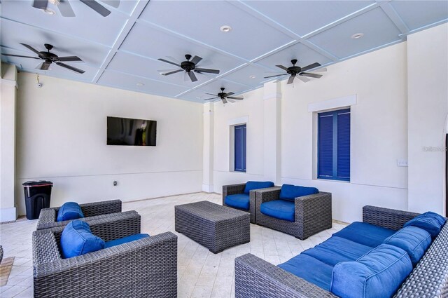 5208 Dandelion St, Apollo Beach, FL 33572 - view of patio / terrace featuring a ceiling fan and an outdoor hangout area
