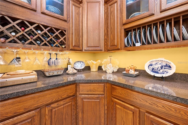 indoor bar with tasteful backsplash