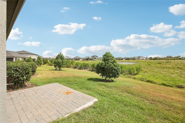 view of yard featuring a patio area and a residential view