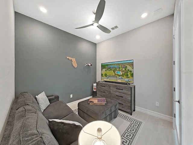 4300 Barletta Ct, Wesley Chapel, FL 33543 - living room with a ceiling fan, baseboards, and recessed lighting