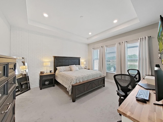 4300 Barletta Ct, Wesley Chapel, FL 33543 - carpeted bedroom featuring a tray ceiling, recessed lighting, baseboards, and a desk