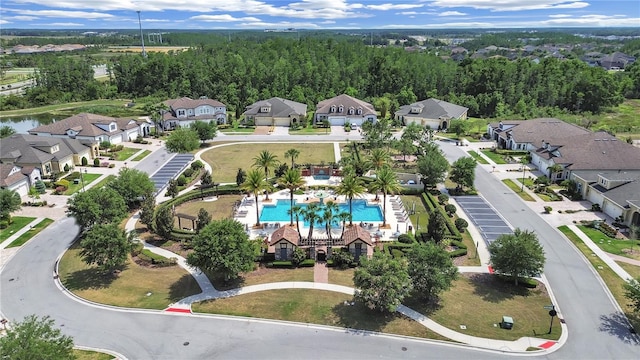 4300 Barletta Ct, Wesley Chapel, FL 33543 - aerial perspective of suburban area with a pool area