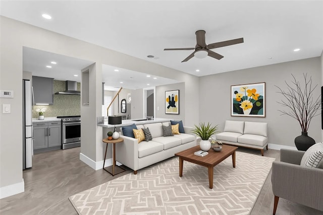 105 E Davis Blvd Unit A, Tampa, FL 33606 - living area featuring recessed lighting, baseboards, and ceiling fan