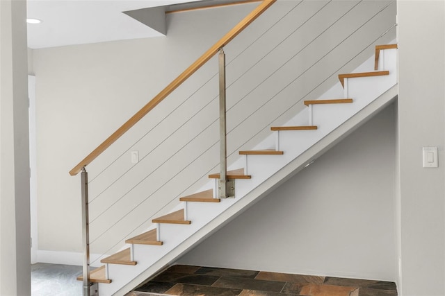 105 E Davis Blvd Unit A, Tampa, FL 33606 - stairway featuring recessed lighting and stone finish floor