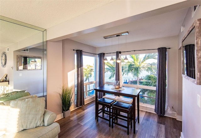 dining room featuring baseboards, dark wood-style floors, and plenty of natural light