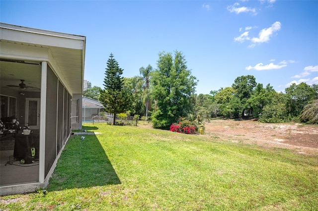 8712 Ashbury Dr, Hudson, FL 34667 - view of yard with fence and a ceiling fan