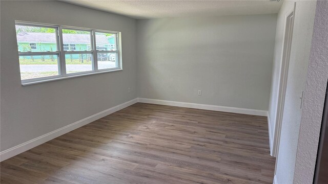 3188 Lake Saxon Dr, Land O Lakes, FL 34639 - spare room with baseboards, a textured ceiling, and wood finished floors
