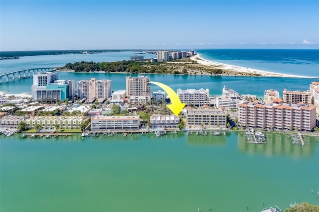 620 Bayway Blvd Unit 1, Clearwater, FL 33767 - birds eye view of property featuring a water view