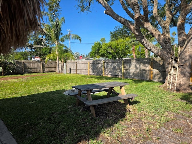 view of yard featuring a fenced backyard