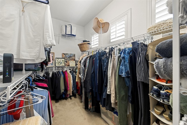 spacious closet with carpet flooring