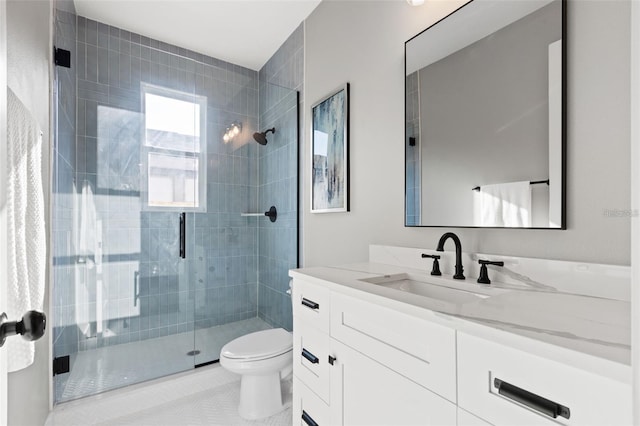 116 W Stanley St, Tampa, FL 33604 - full bath with a stall shower, toilet, vanity, and tile patterned floors
