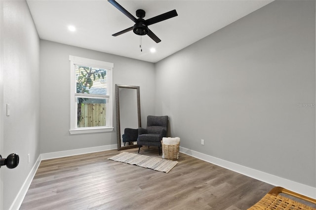 116 W Stanley St, Tampa, FL 33604 - unfurnished room with ceiling fan, wood finished floors, baseboards, and recessed lighting