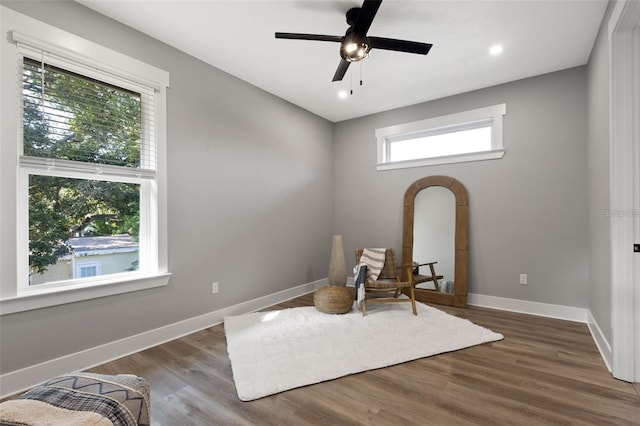 116 W Stanley St, Tampa, FL 33604 - unfurnished room with wood finished floors, baseboards, ceiling fan, and recessed lighting