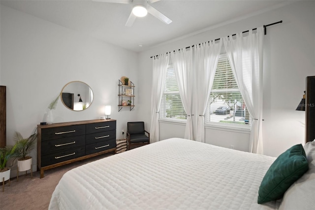 bedroom with carpet and ceiling fan