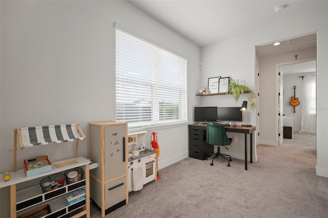 office area with baseboards and carpet