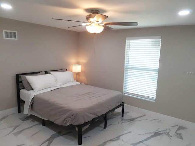 2042 Craft Ln, Sarasota, FL 34239 - bedroom featuring recessed lighting, marble finish floor, baseboards, and visible vents