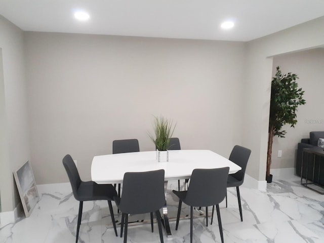 2042 Craft Ln, Sarasota, FL 34239 - dining room featuring recessed lighting, baseboards, and marble finish floor