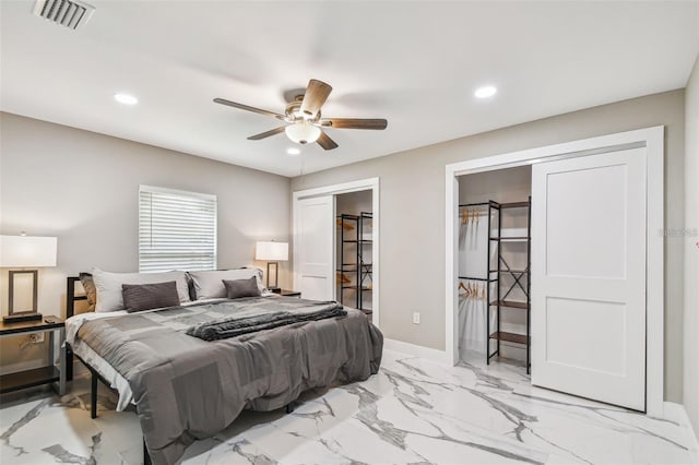 2042 Craft Ln, Sarasota, FL 34239 - bedroom featuring baseboards, marble finish floor, recessed lighting, and visible vents
