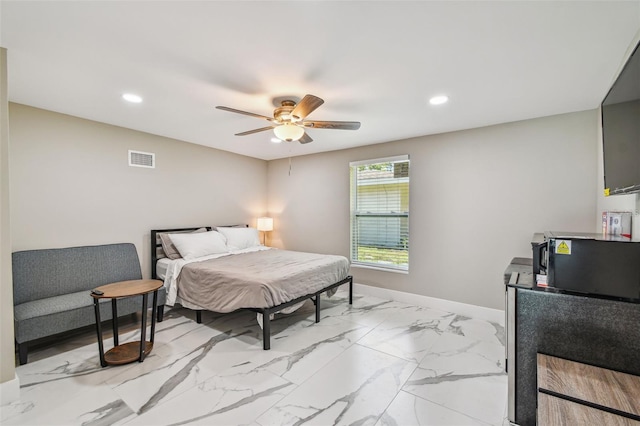 2042 Craft Ln, Sarasota, FL 34239 - bedroom with recessed lighting, baseboards, marble finish floor, and visible vents