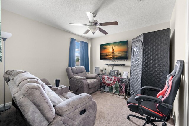 6708 Hazelnut Spice Dr, Ruskin, FL 33573 - office space featuring ceiling fan, carpet, and a textured ceiling