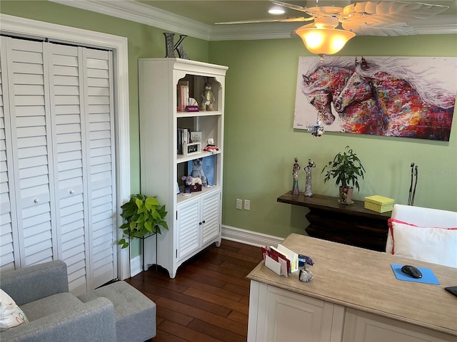 324 6th Ave, Indian Rocks Beach, FL 33785 - office space featuring crown molding, baseboards, and dark wood-style floors