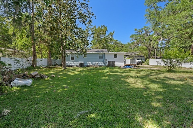 view of yard featuring a fenced backyard
