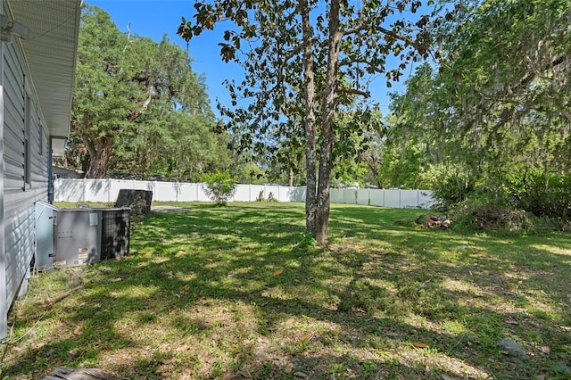 view of yard featuring a fenced backyard