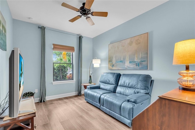 4610 Alexandria Ct, Palmetto, FL 34221 - living room with light wood-type flooring, a ceiling fan, and baseboards