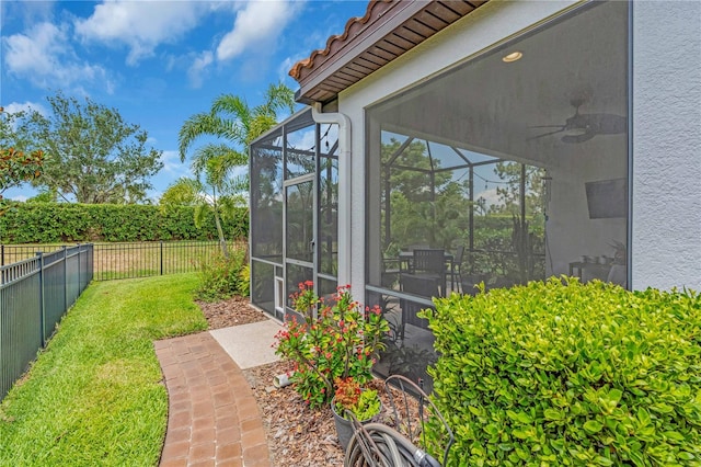 4610 Alexandria Ct, Palmetto, FL 34221 - view of yard featuring ceiling fan and a fenced backyard