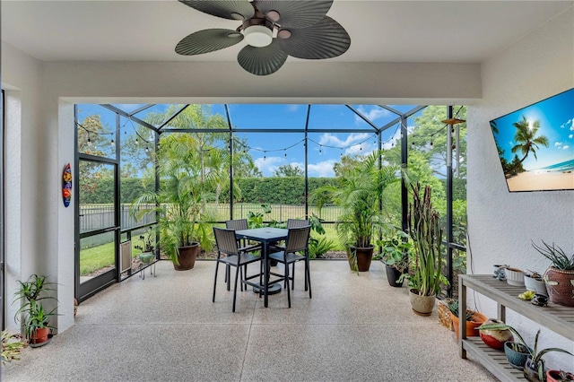 4610 Alexandria Ct, Palmetto, FL 34221 - sunroom / solarium with outdoor dining area and a ceiling fan