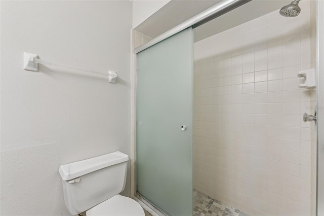 full bath featuring toilet and a shower stall