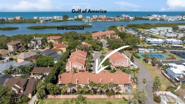 14506 Alejo Ct, Seminole, FL 33776 - aerial perspective of suburban area featuring a large body of water