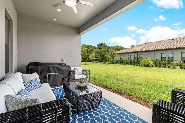 17804 Brewster Grn, Lutz, FL 33559 - view of patio / terrace with ceiling fan and outdoor lounge area