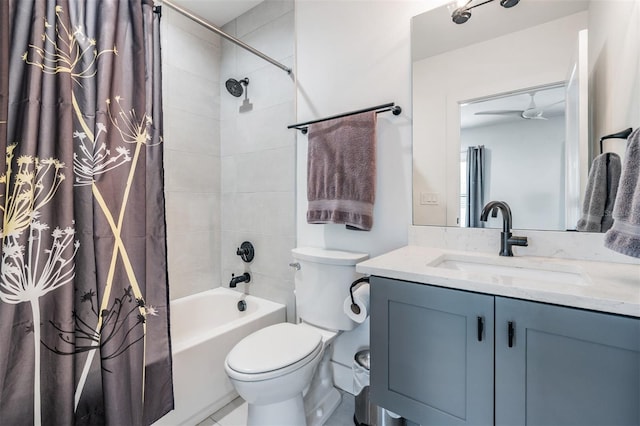 6904 S Macdill Ave Unit 1, Tampa, FL 33611 - bathroom featuring toilet, vanity, and shower / bathtub combination with curtain